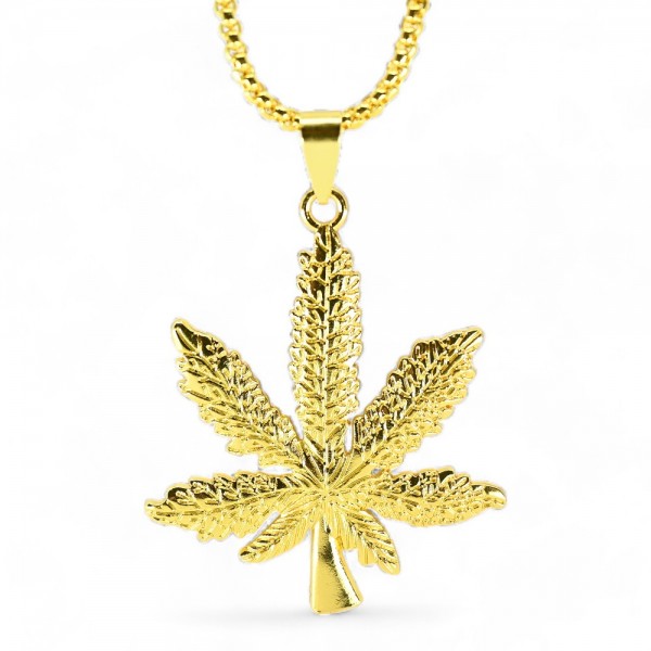 Collier Feuille de Cannabis Dorée