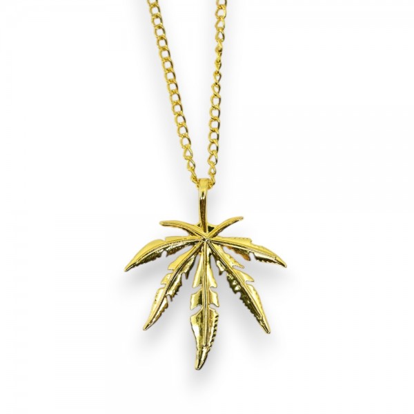 Collier Feuille de Cannabis Doré