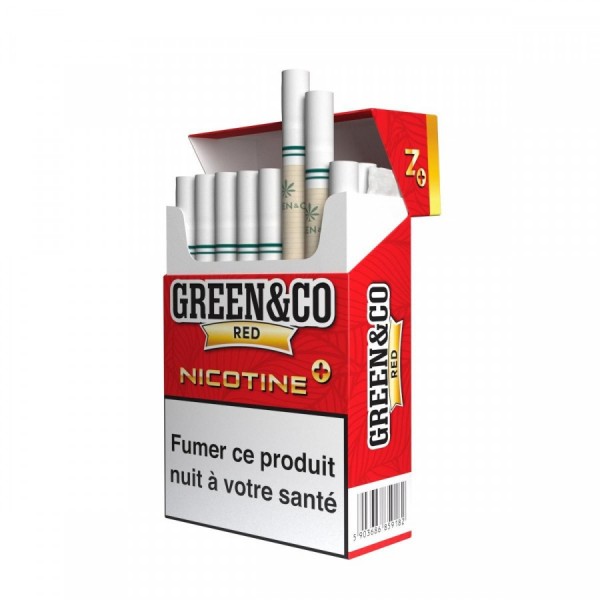 Paquet de 20 cigarettes Red Nicotine + Green&Co CBD