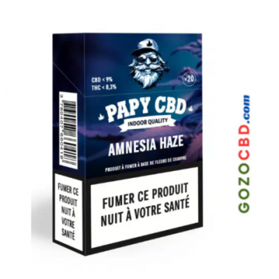 Paquet de 20 cigarettes CBD Amnesia Haze sans tabac Papy CBD