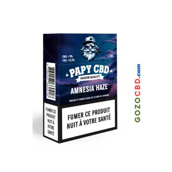 Paquet de 20 cigarettes CBD Amnesia Haze sans tabac Papy CBD
