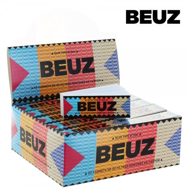 Boîte 50 Carnets Filtres BEUZ Slim Tips Carton Blanc