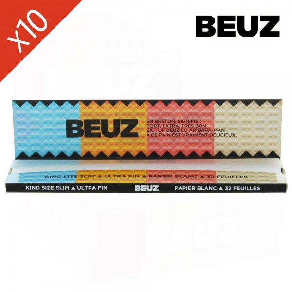 Lot de 10 Carnets Feuilles à Rouler Blanc Slim BEUZ