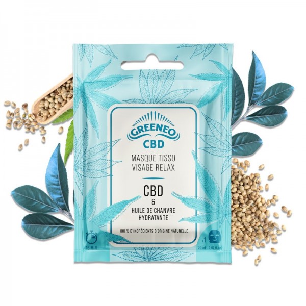 Masque tissu relaxant visage CBD | GREENEO